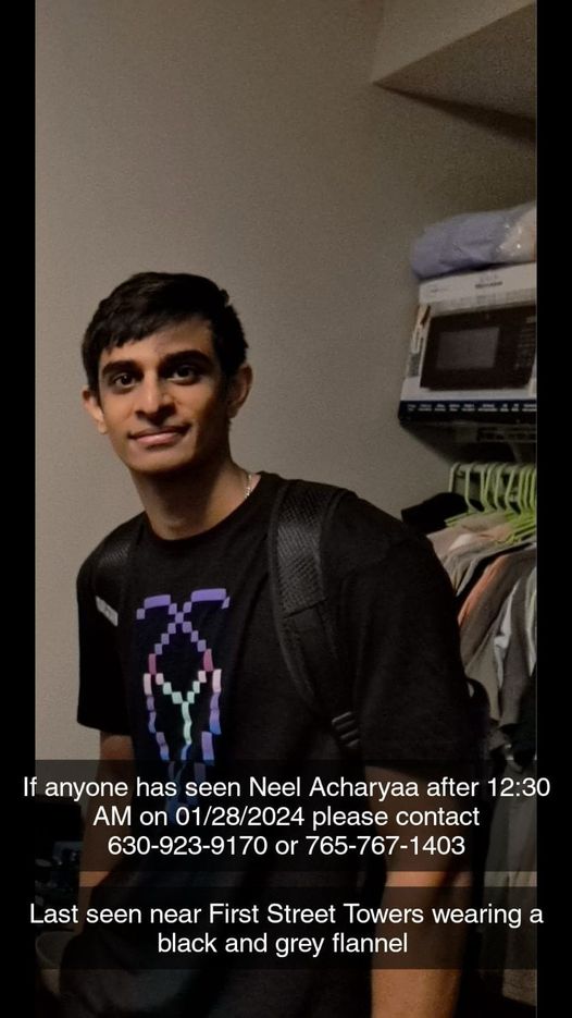 Neel Acharya Purdue Missing